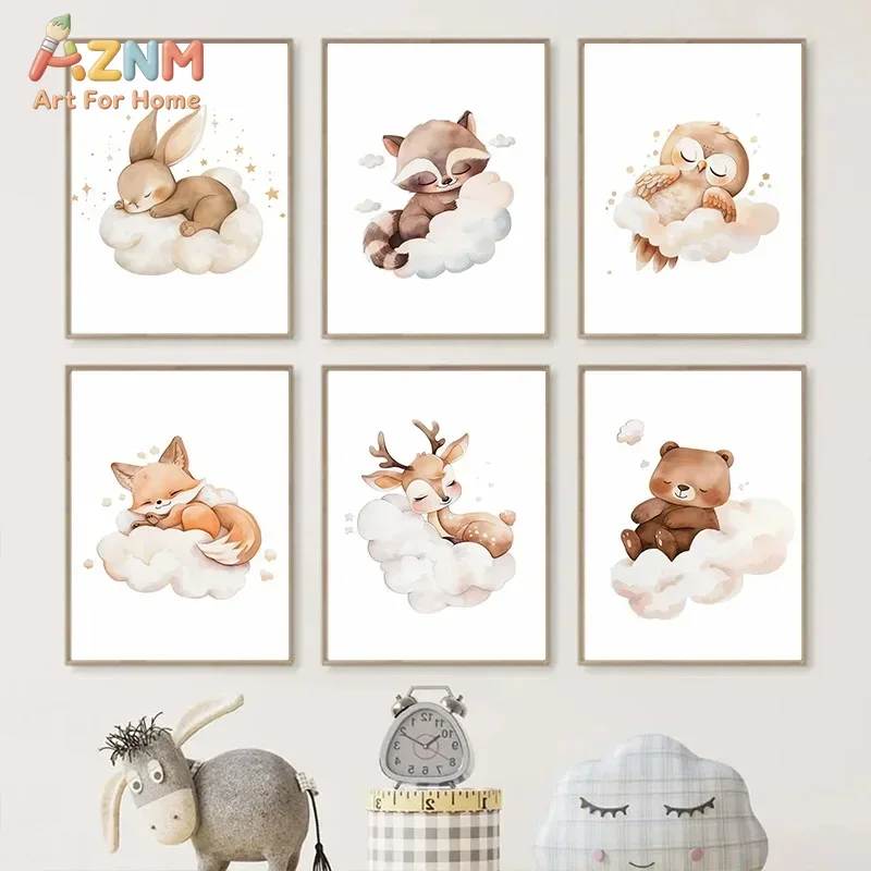 AZNM Aquarell-Schlaf-Waldtier- – Baby Nursery Frames Bewertung und Preis